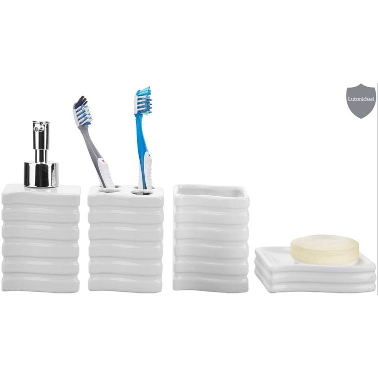 Ivy Bronx Ribbed Design 4 Piece Bathroom Accessory Set Wayfair Canada